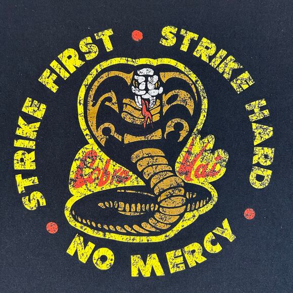 Cobra Kai No Mercy Short Sleeve T Shirt 100% Cotton 3XL Black - Picture 2 of 6